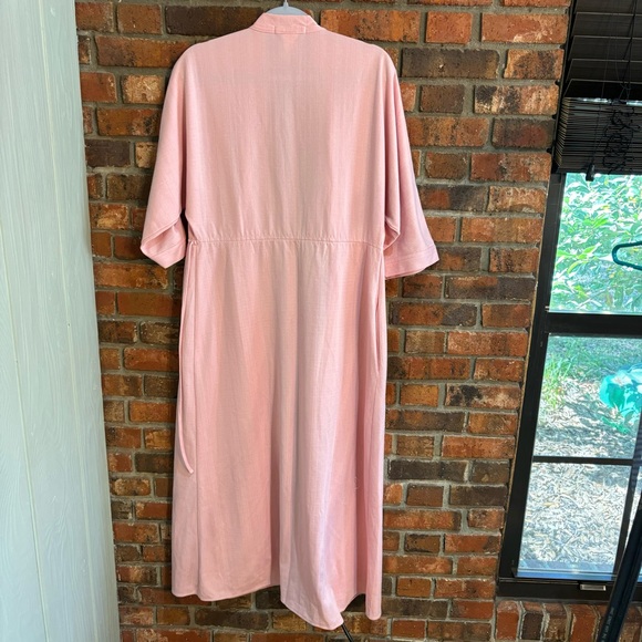 St Michael womens vintage embroidered polyester tie front robe pink bust 38” - Picture 7 of 7